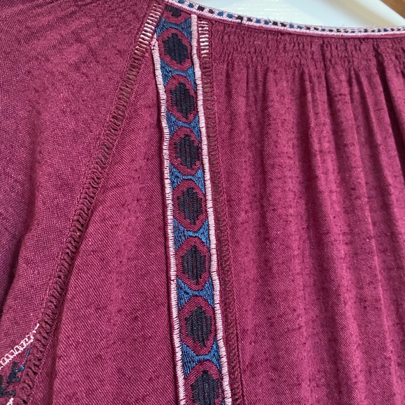 Free People burgundy embroidered tunic dress size M - Picture 7 of 8